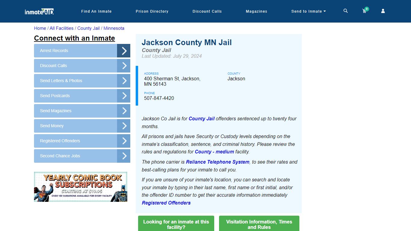 Jackson County MN Jail - Inmate Locator