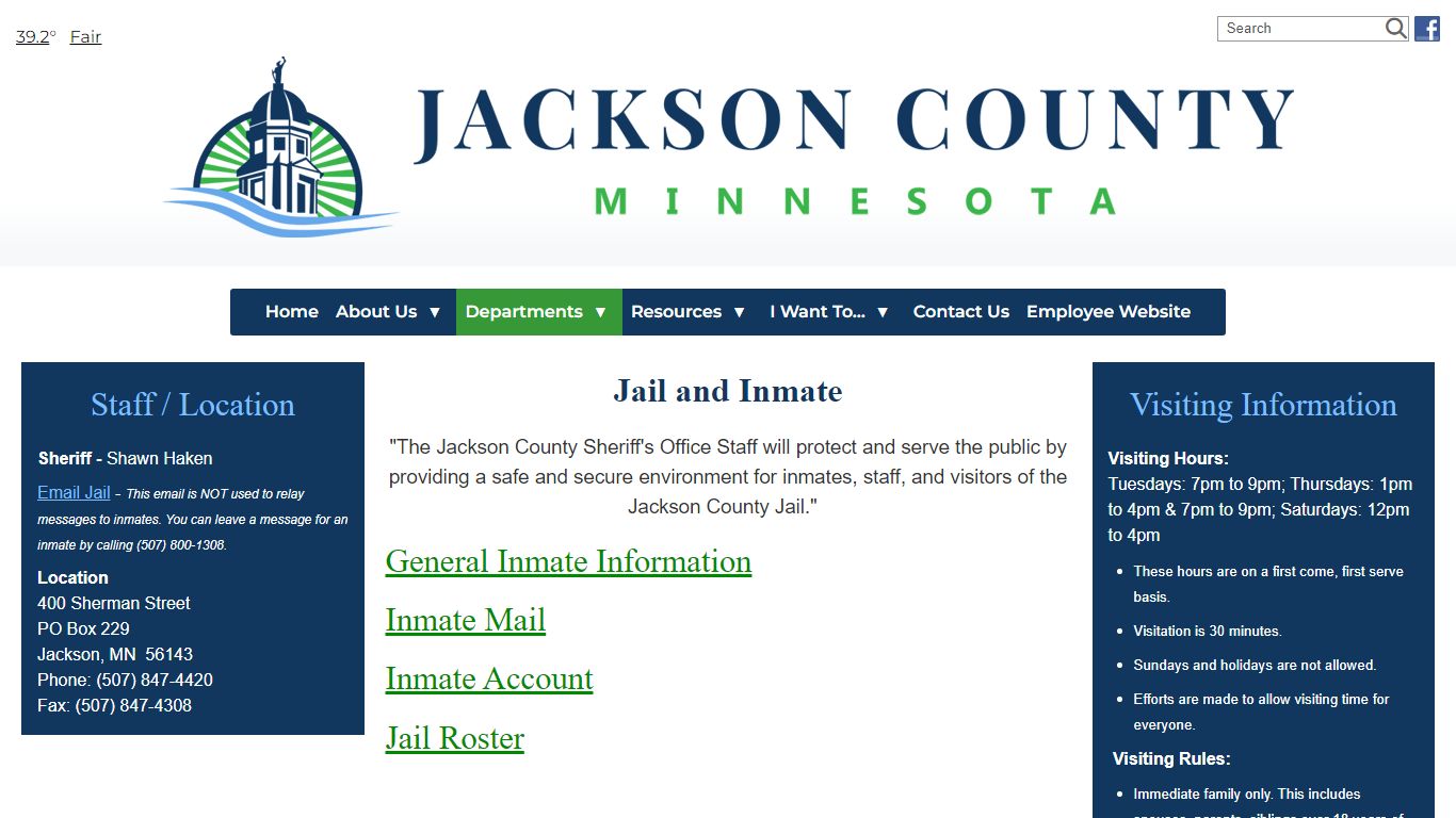 Jail and Inmate - Jackson County, Minnesota