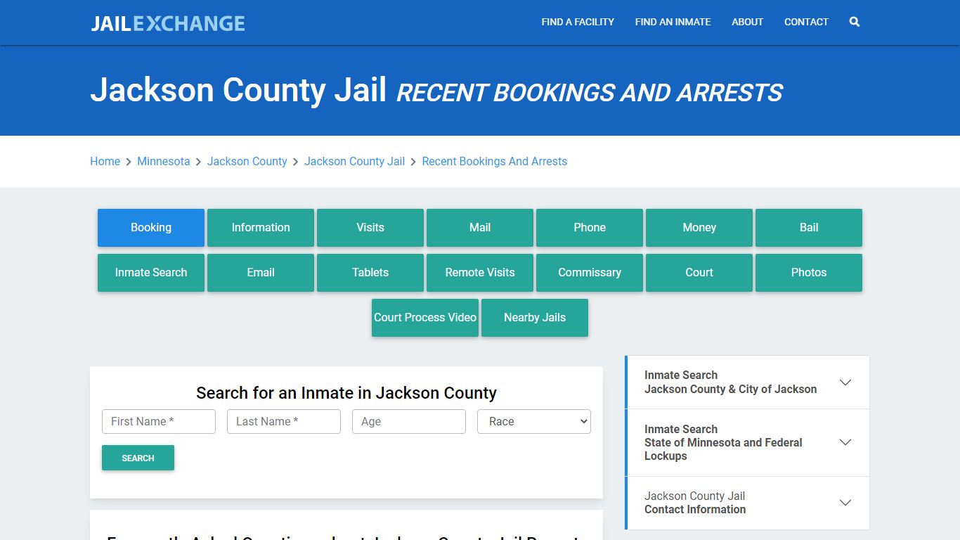 Jackson County Jail MN Recent Arrests and Bookings - Jail Exchange