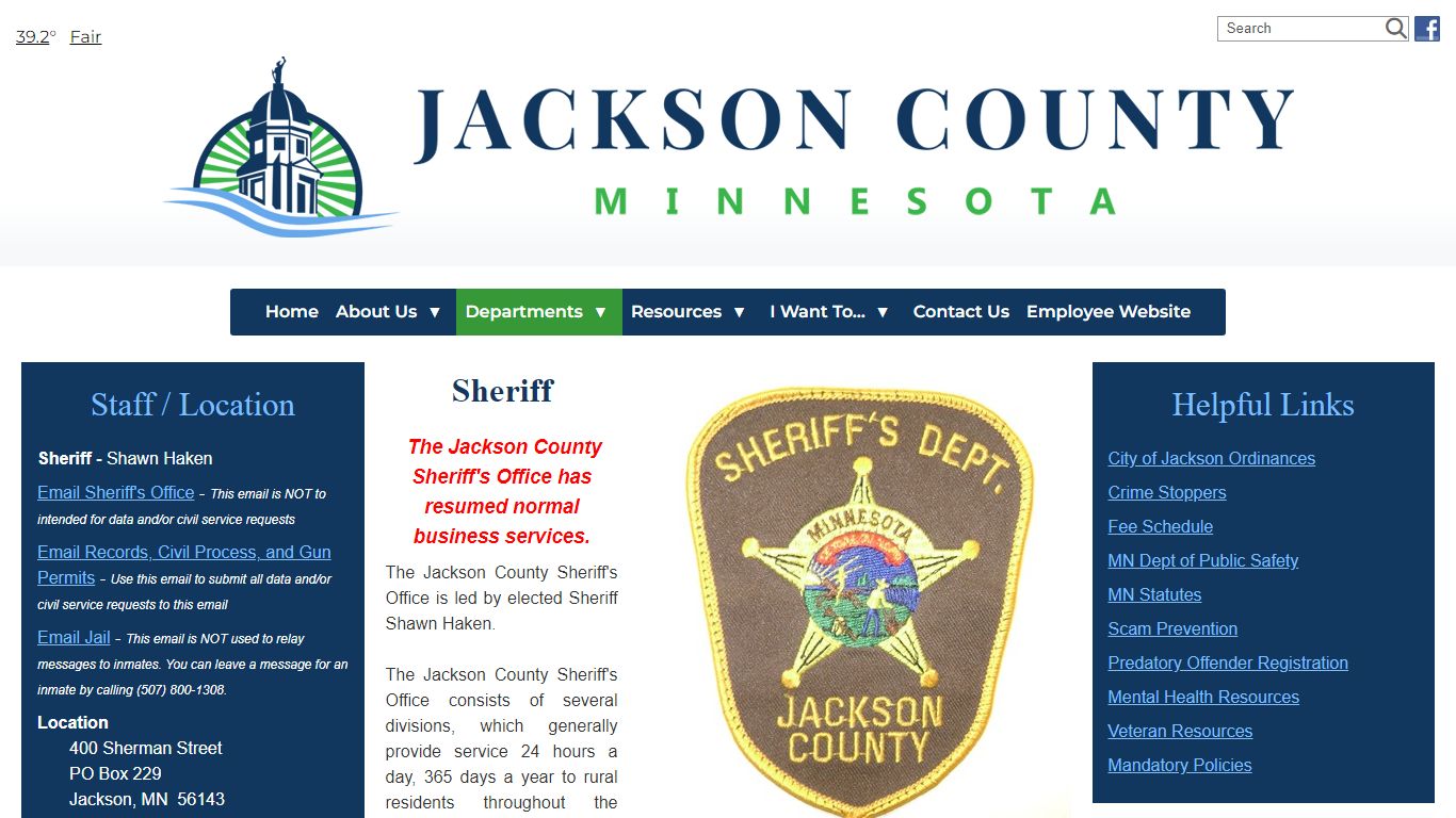 Sheriff - Jackson County, Minnesota